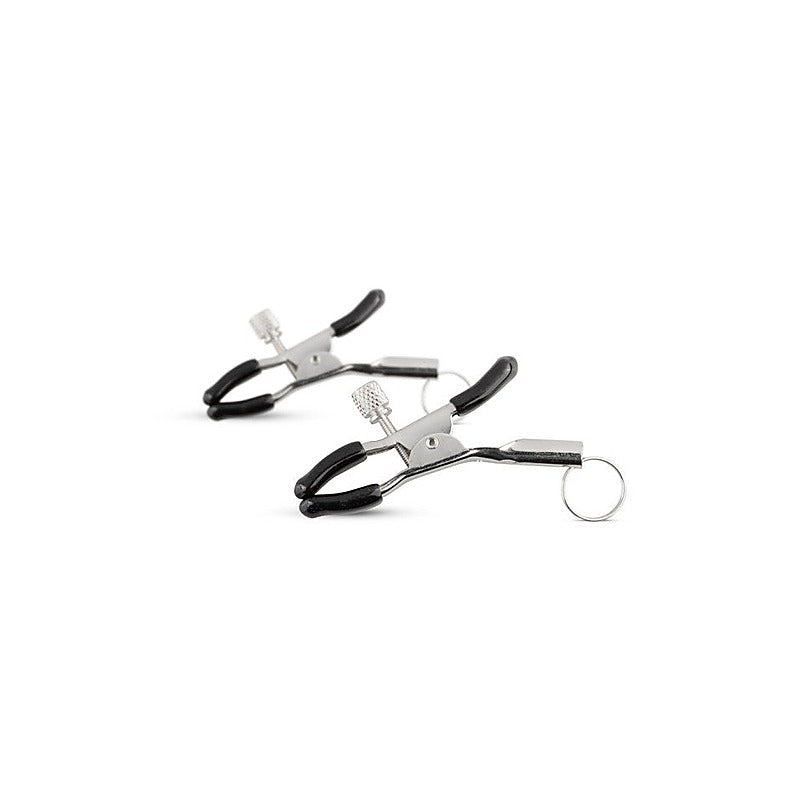 Screw Metal Nipple Clamps With Attachment Ring by Easytoys - Nipple and Clit Clamps