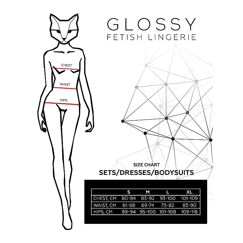 Glossy Wetlook Lace Side Panel Womens Chemise by ToyFa - Her Fetish