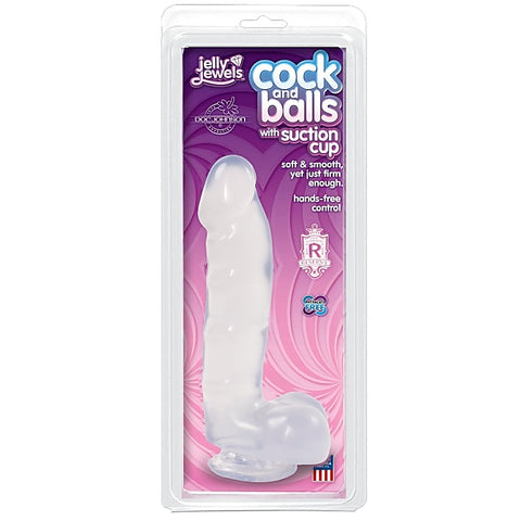 Jelly Jewels Realistic Cock And Balls by Doc Johnson - Realistic Dildos
