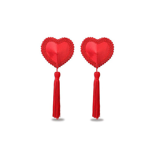 Reusable Red Heart Tassels Women's Nipple Pasties by Lovetoy - Breast and Nipple Toys