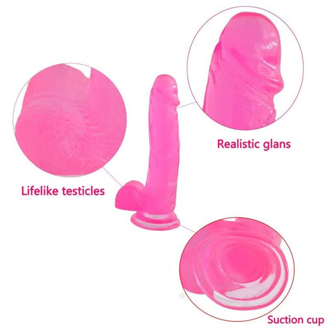 Jelly Studs 7'' Dong Pink by Lovetoy - Realistic Dildos