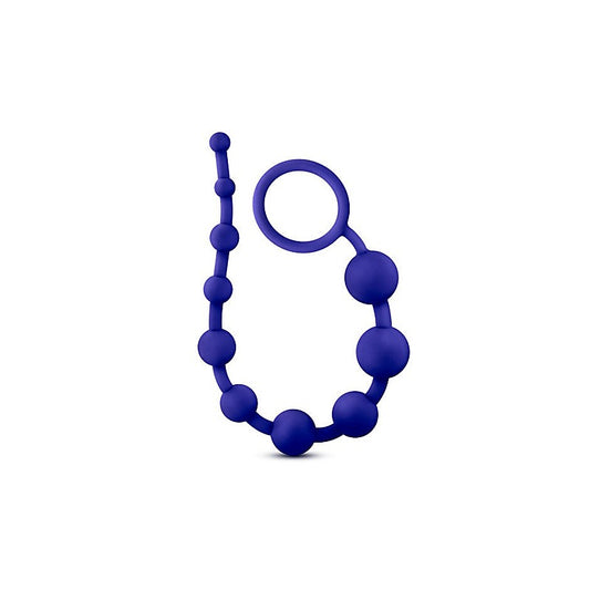 Luxe Silicone 10 Anal Pleasure Beads Indigo - Anal Beads and Balls