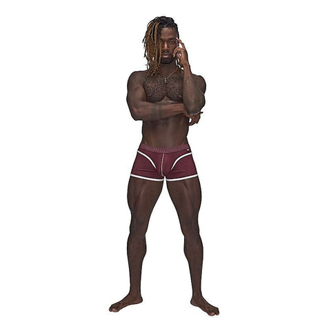 Male Power Sport Mesh Stretchy Mens Mini Short Burgundy - Mens Briefs And Boxers