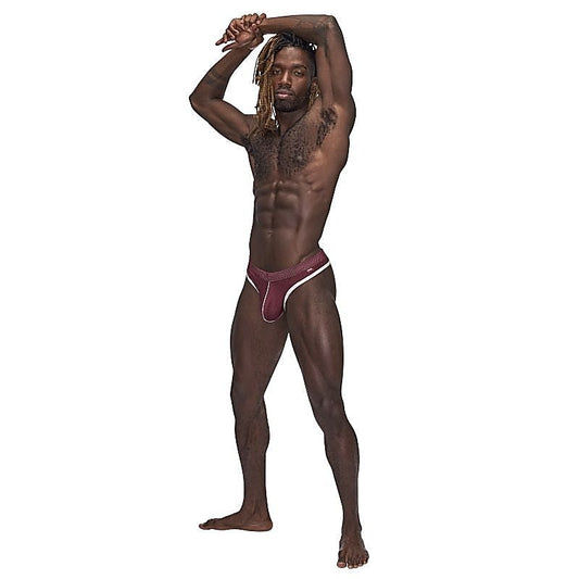 Male Power Sport Stretchy Mens Mesh Thong Burgundy - Mens Briefs And Boxers