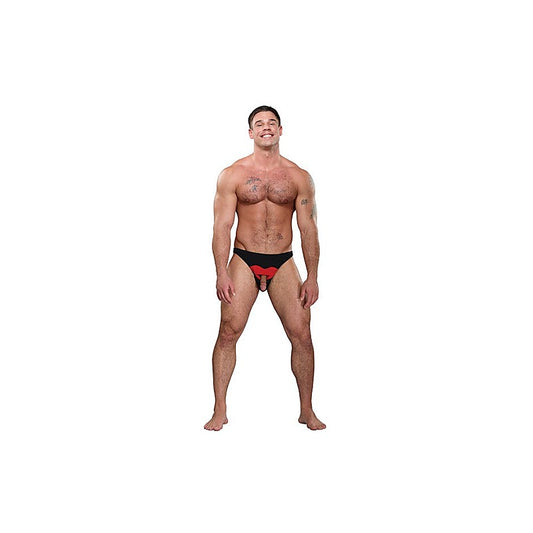 Male Power Hot Lips Bikini Novelty Underwear Black - Party Gifts and Novelties