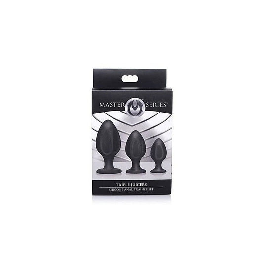 Master Series Triple Juicers Silicone Anal Plug Set Black - Butt Plugs