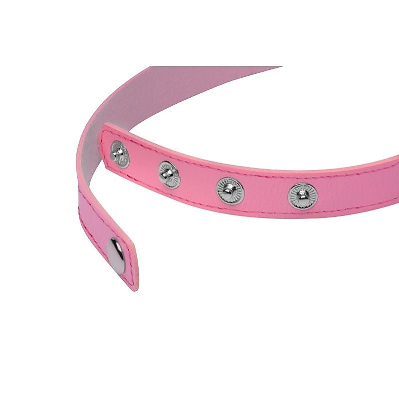 Master Series PU Leather Kinky Kitty Ring Slim Choker - Collars and Leads