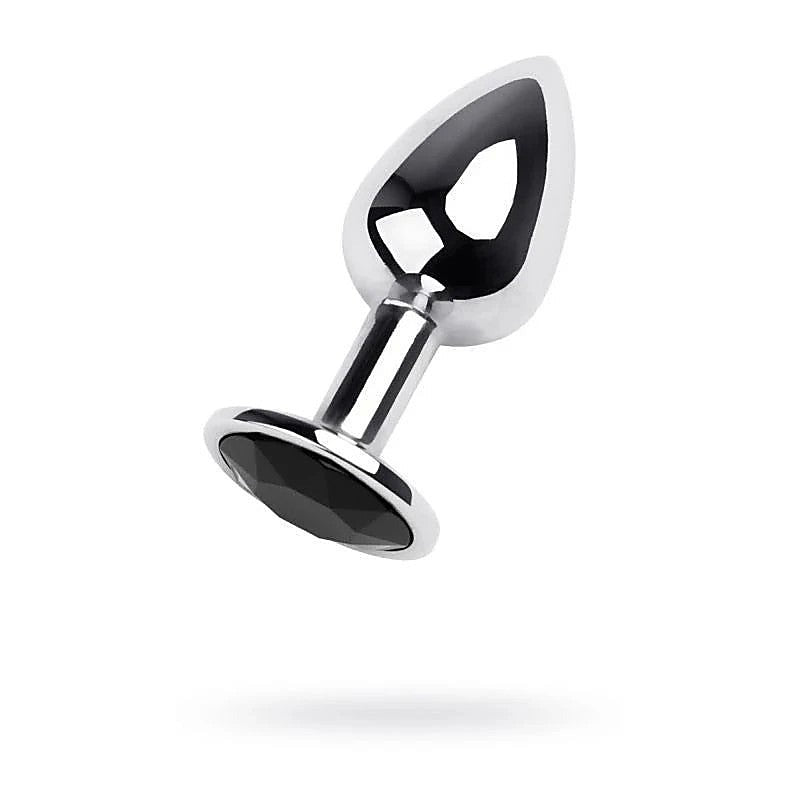 Metal Silver Metal Anal Plug With Coloured Gem Small - Butt Plugs