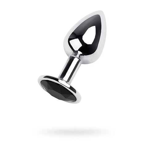 Metal Silver Metal Anal Plug With Coloured Gem Small - Butt Plugs
