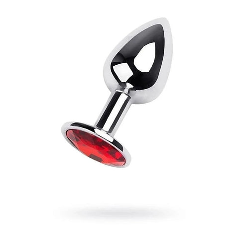 Metal Silver Metal Anal Plug With Coloured Gem Small - Butt Plugs