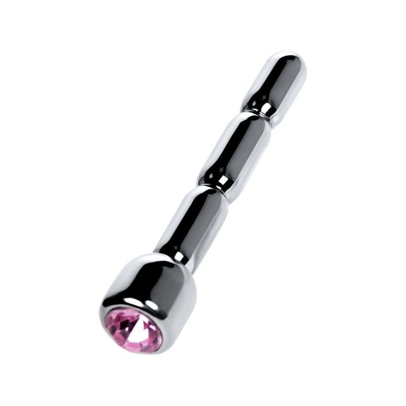 Metal Silver Urethral Plug with Ruby Rhinestone by ToyFa - Urethral Sounds