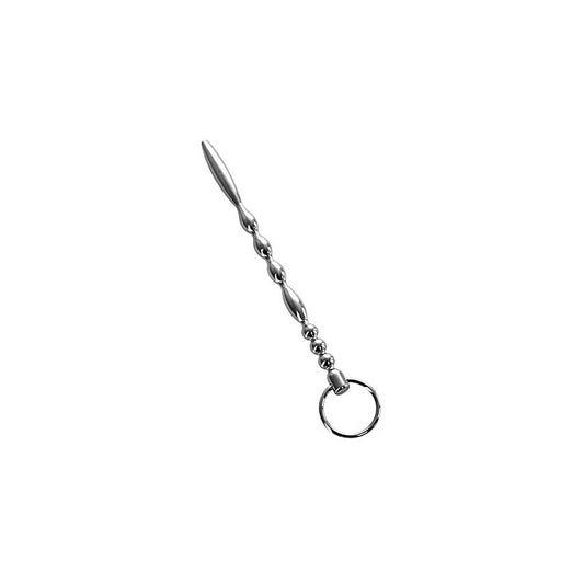 Metal Silver Metal Mens Urethral Plug With Penis Ring - Urethral Sounds