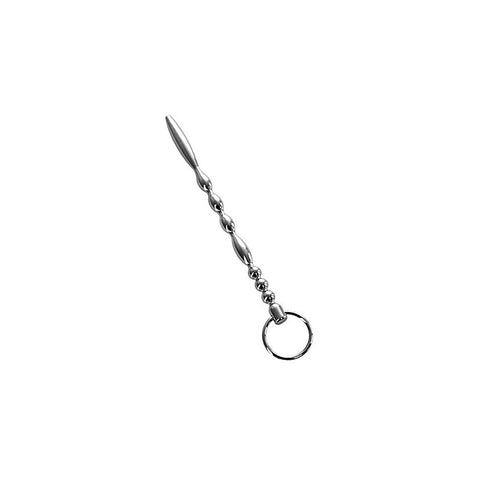 Metal Silver Men's Urethral Plug with Penis Ring by ToyFa - Urethral Sounds