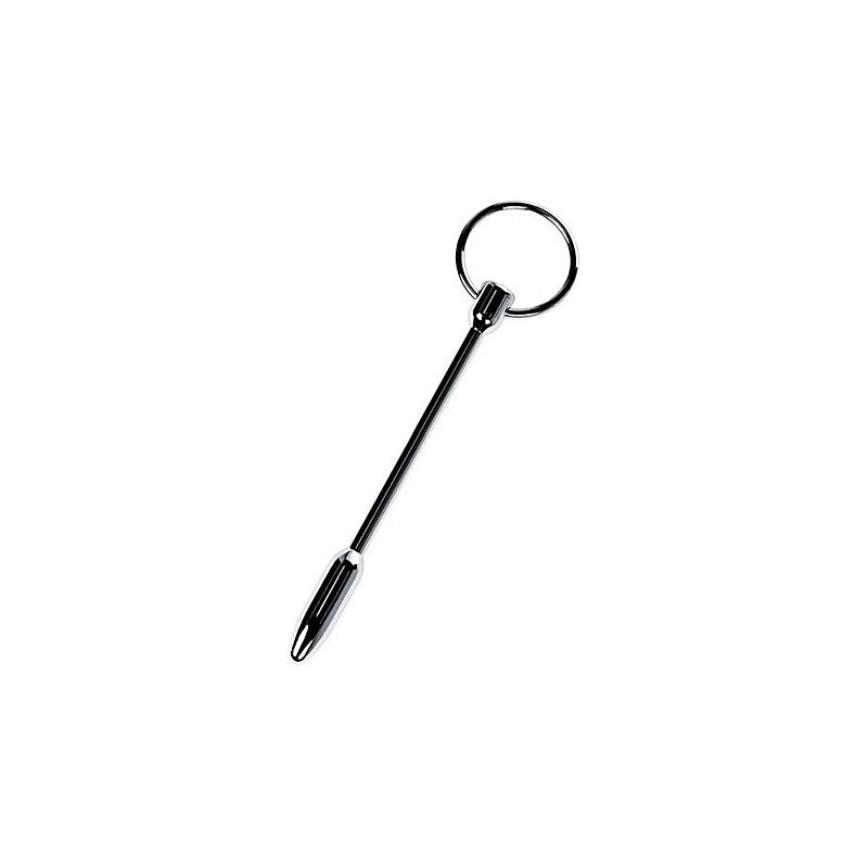Metal Silver Male Pleasure Urethral Plug with Cock Ring - Urethral Sounds