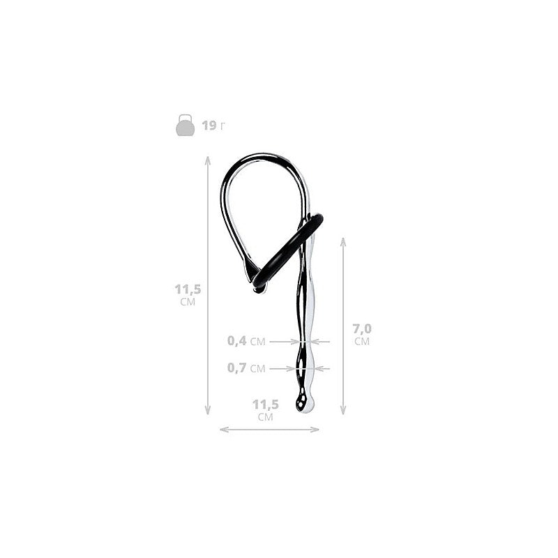 Metal Urethral Plug With Black Silicone Ring by ToyFa - Urethral Sounds