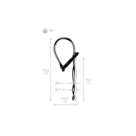 Metal Urethral Plug With Black Silicone Ring by ToyFa - Urethral Sounds