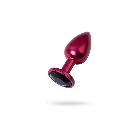 Metal Red Metal Anal Plug With Coloured Crystal Gem Small - Butt Plugs