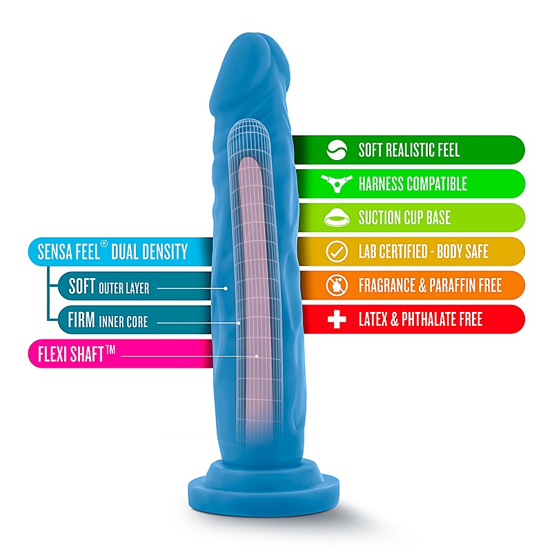 Neo Dual Density Cock Neon Realistic Dildo Blue - Realistic Dildos