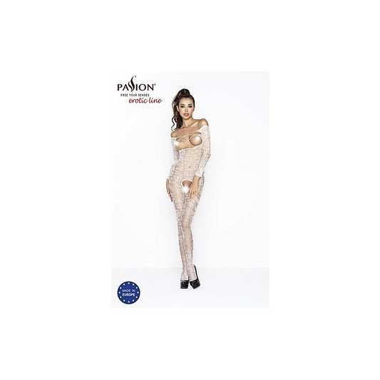 Passion Lingerie BS031 Open Cup Womens Bodysuit One Size White - Teddies and Bodysuits
