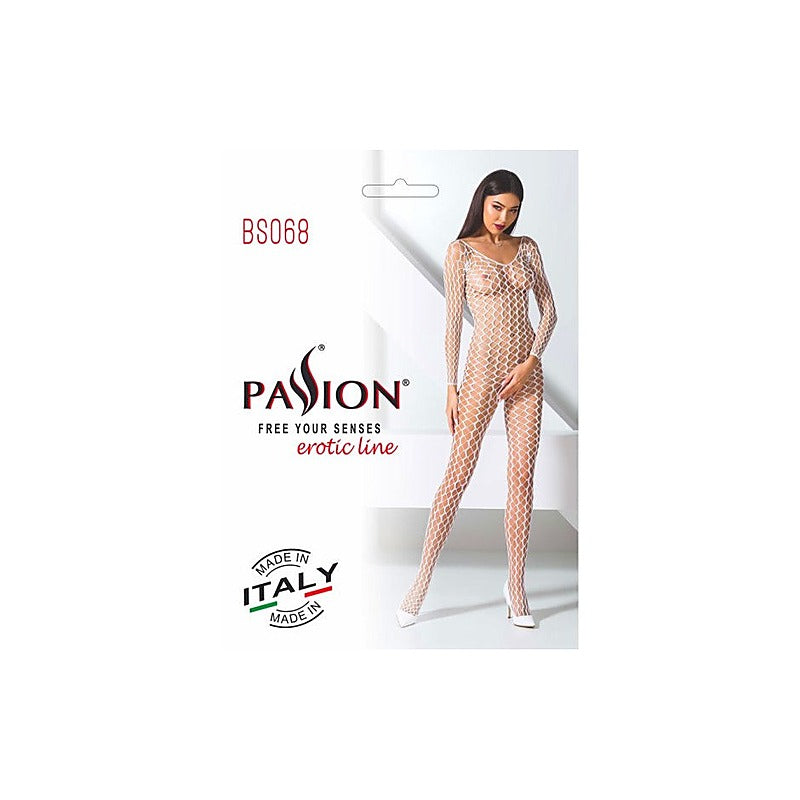 Ribbed Mesh Bodystocking BS068 by Passion Lingerie - Body Stockings