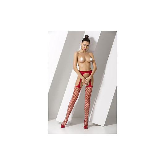 Passion Lingerie Suspender Thigh High S011 One Size Red - Hosiery