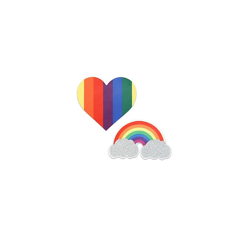 Peekaboo Pride Glitter Rainbows & Hearts Womens Pasties - Fancy Dress Ups