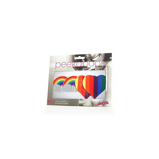 Peekaboo Pride Glitter Rainbows & Hearts Womens Pasties - Fancy Dress Ups