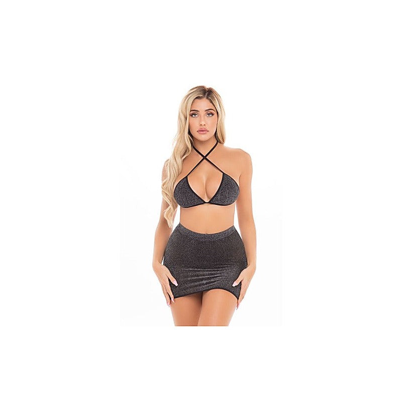 Pink Lipstick Cherry 2 Piece Womens Skirt Set One Size Black - Skirts And Club Wear