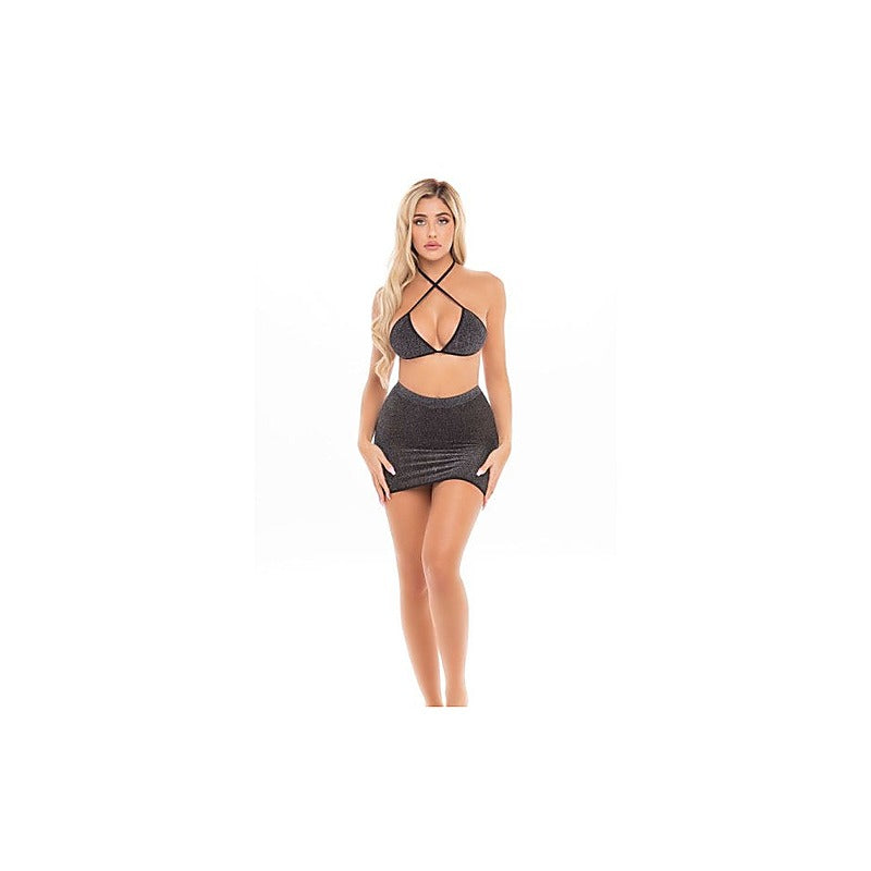 Pink Lipstick Cherry 2 Piece Womens Skirt Set One Size Black - Skirts And Club Wear