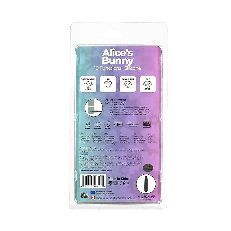 PowerBullet Alices Bunny Rechargeable Bullet Vibrator With Rabbit Sleeve - Bullet Vibrators