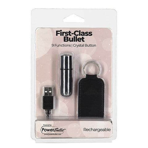 Power Bullet First Class 6 cm Rechargeable Bullet Vibrator With Crystal Button - Bullet Vibrators