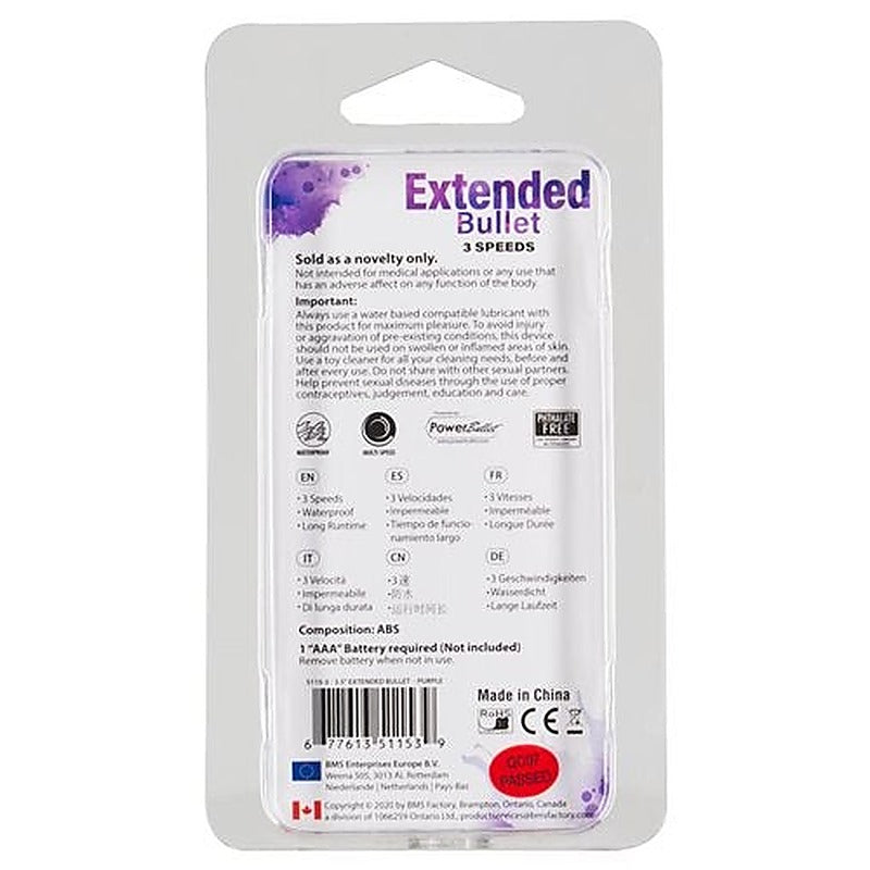 Power Bullet Extended 9 cm 3 Speed by BMS Factory - Bullet Vibrators