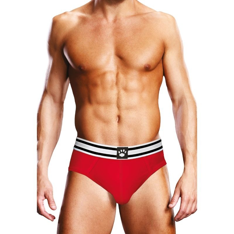 Open Back Mens Brief Red White by Prowler - Mens Briefs And Boxers