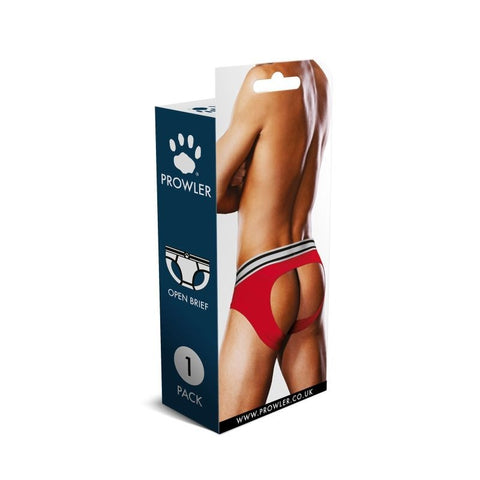 Open Back Mens Brief Red White by Prowler - Mens Briefs And Boxers
