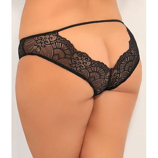 Rene Rofe Attention Seeker Open Back Sexy Womens Panty Black - G-Strings, Panties and Shorts