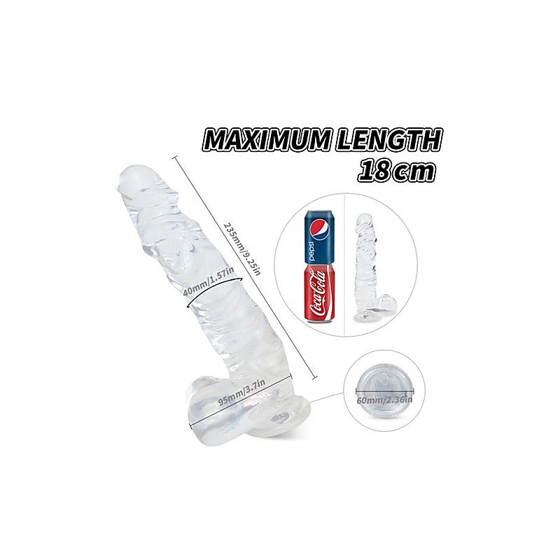 S-Hande Kennard Suction Cup Realistic Dong With Balls Large Clear - Realistic Dildos