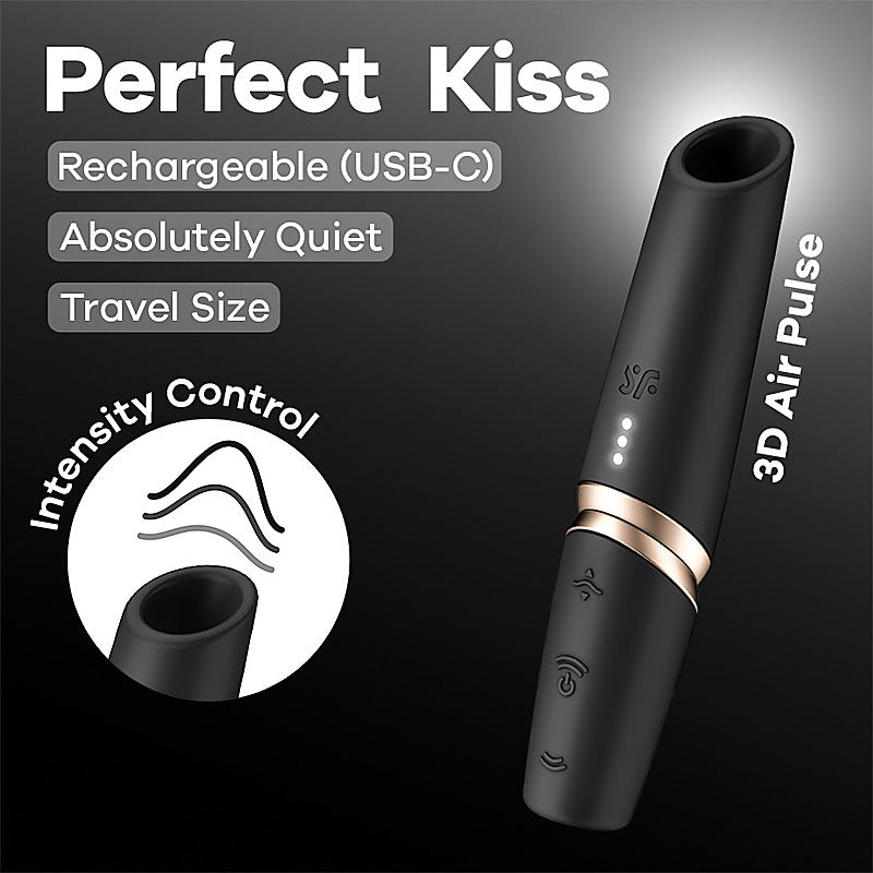 Satisfyer Perfect Kiss Mini Air Wave Clitoral Massager - Clit Ticklers and Pulsators