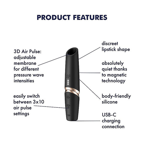 Satisfyer Perfect Kiss Mini Air Wave Clitoral Massager - Clit Ticklers and Pulsators