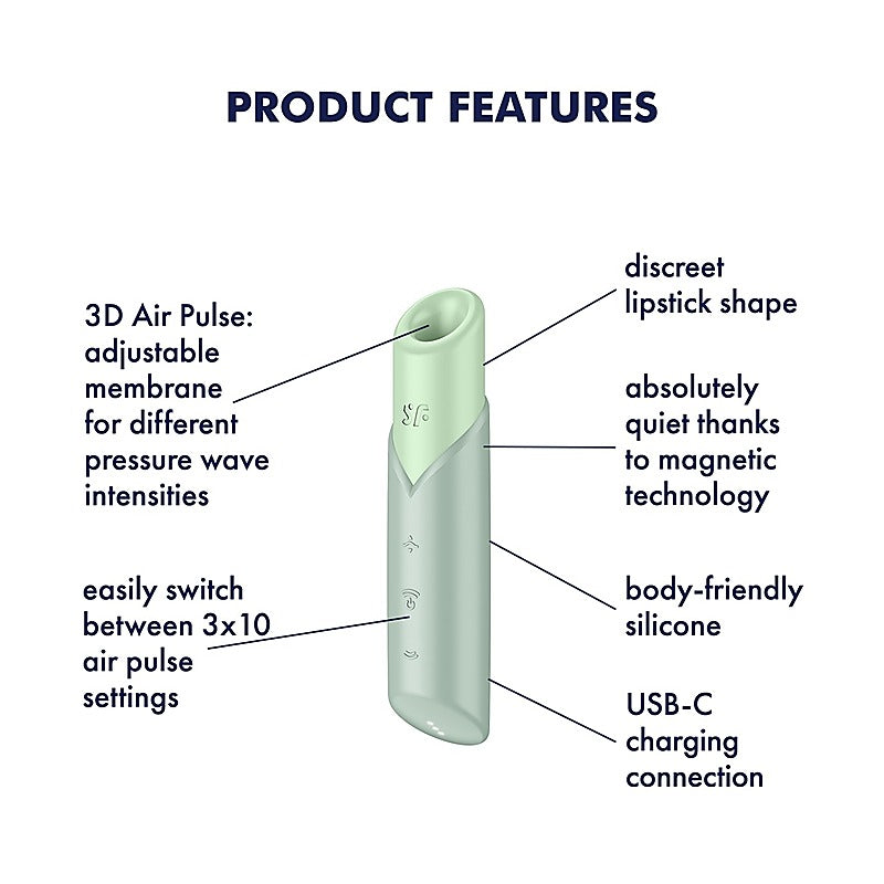 Naughty Kiss Rechargeable Air Pulse Clitoral Massager - Clit Ticklers and Pulsators