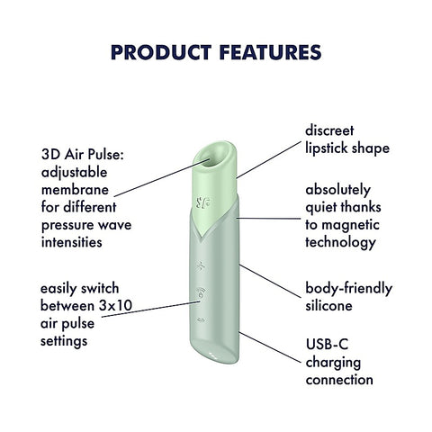 Naughty Kiss Rechargeable Air Pulse Clitoral Massager - Clit Ticklers and Pulsators
