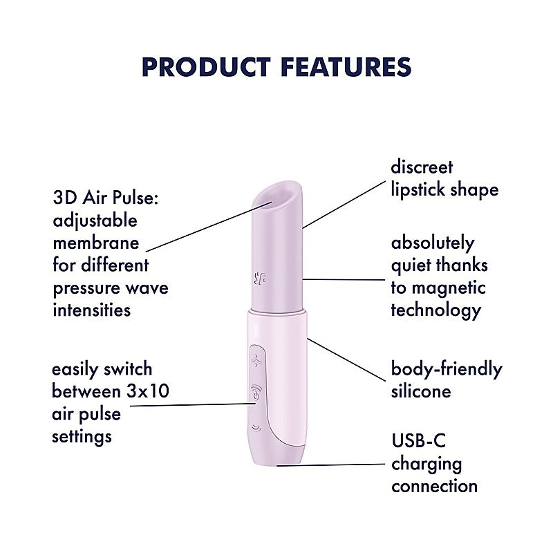 Satisfyer Secret Kiss Air Wave Multi Function Clitoral Vibrator - Clit Ticklers and Pulsators