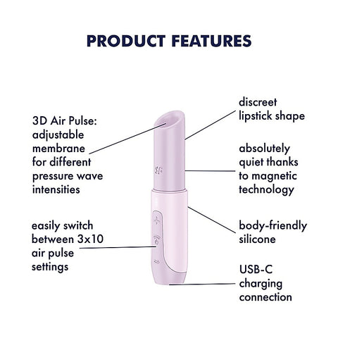Satisfyer Secret Kiss Air Wave Multi Function Clitoral Vibrator - Clit Ticklers and Pulsators