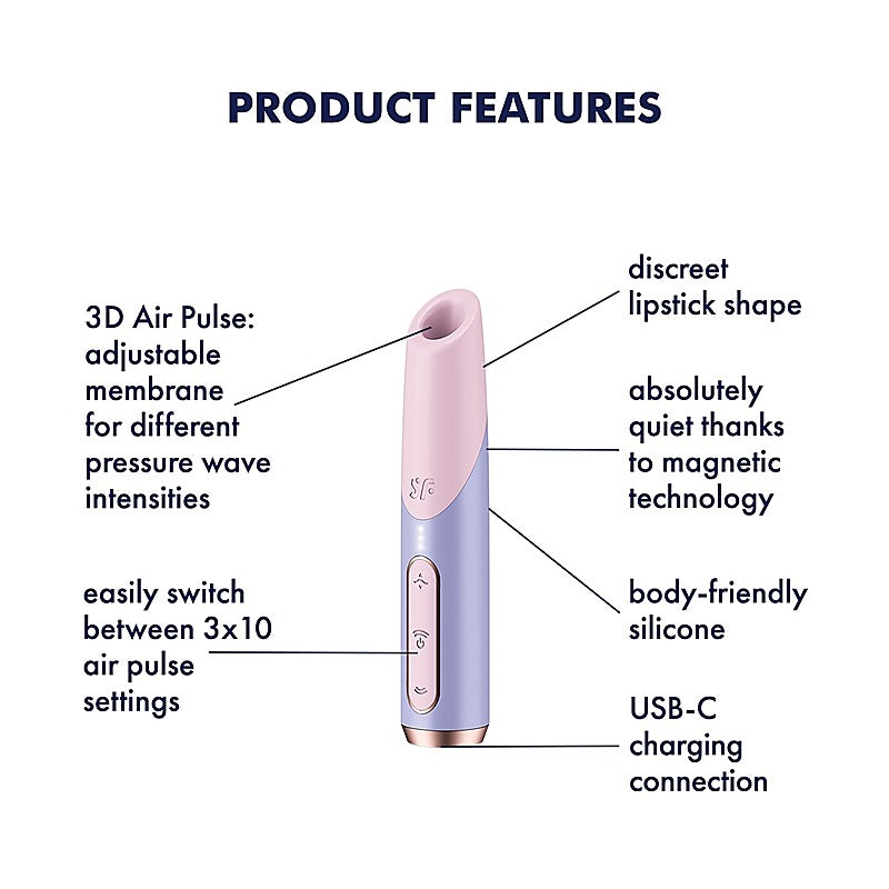 Bold Kiss Travel Size Air Pulse Clitoral Sex Toy - Clit Ticklers and Pulsators