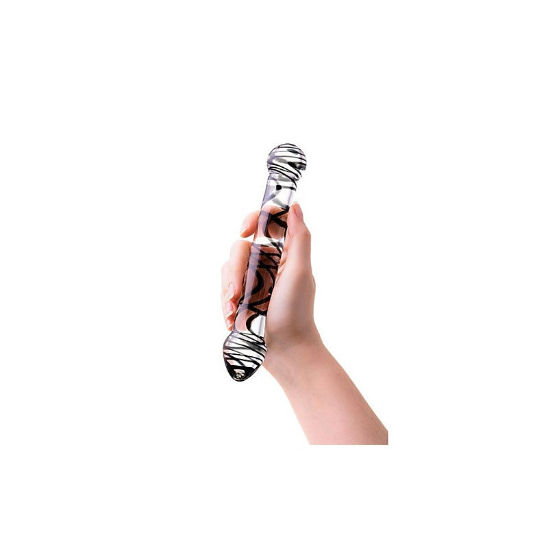 Sexus Duo Black Swirl Glass Dildo 20.5cm - Glass Sex Toys