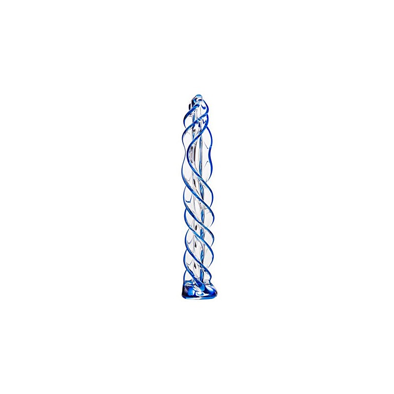 Sexus Blue Helix Glass Dildo 18.7cm - Glass Sex Toys