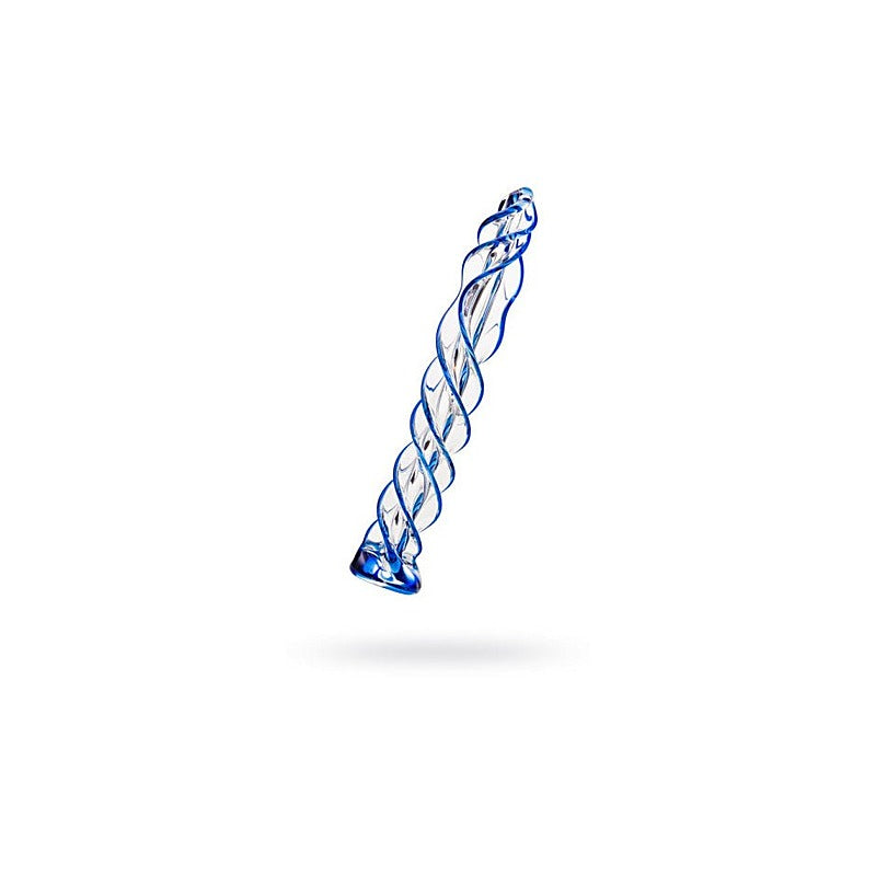 Sexus Blue Helix Glass Dildo 18.7cm - Glass Sex Toys