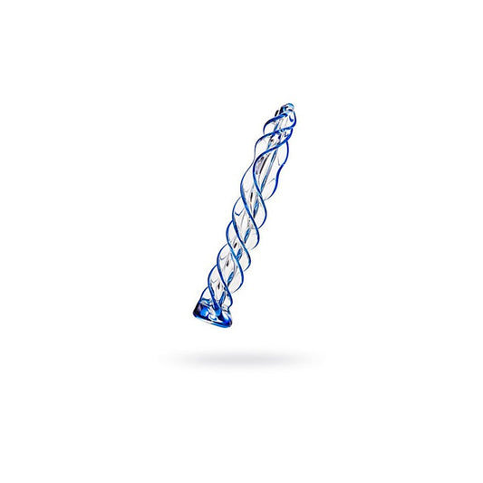 Sexus Blue Helix Glass Dildo 18.7cm - Glass Sex Toys