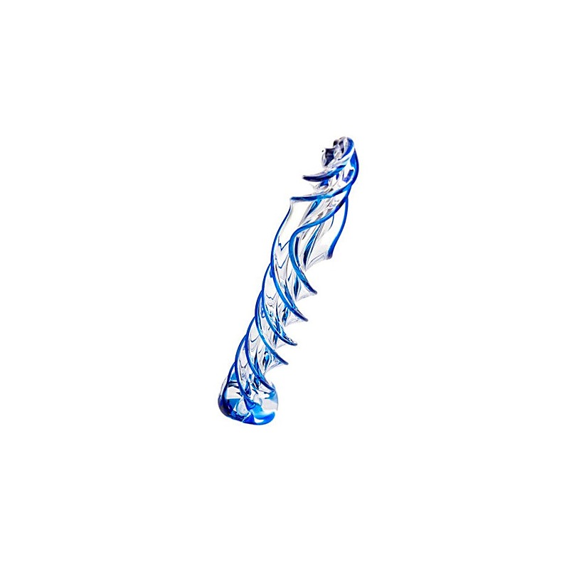 Sexus Blue Helix Glass Dildo 18.7cm - Glass Sex Toys
