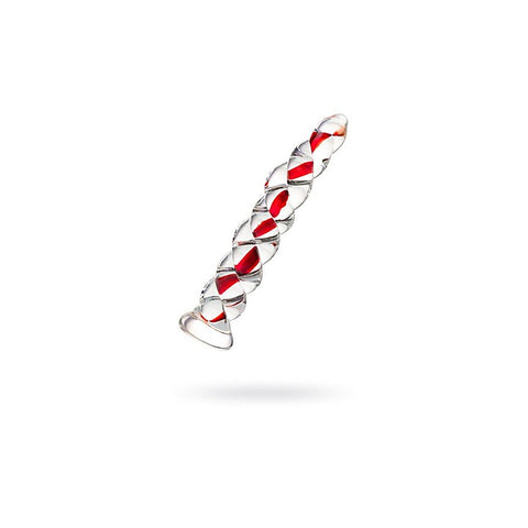 Sexus Red Ribbed Glass Dildo With Multiple Ridges 18.2cm - Glass Sex Toys