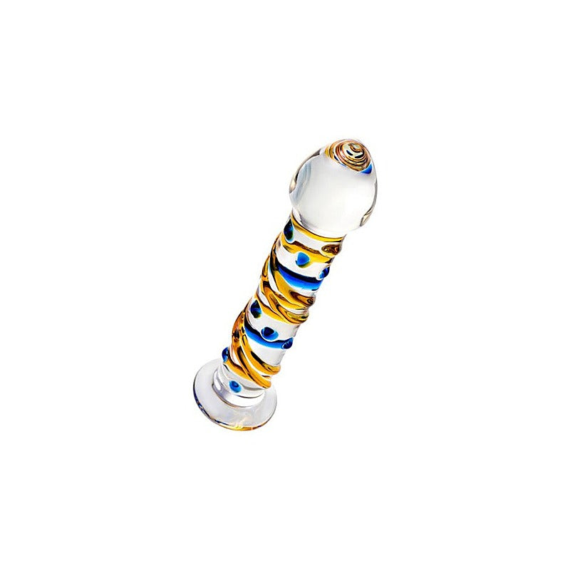 Sexus Suction Cup Glass Dildo 17.2cm Yellow - Glass Sex Toys